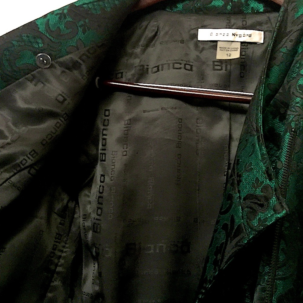 Bianca Nygard Sexy Black+Green Paisly Blazer New - Picture 13 of 16